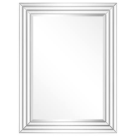 Sekkusu Furniture 30 x 40 in. Solid Wood Frame Covered Wall Mirror, Multi Faceted Mirrored Bars, 1 in. Beveled Edge SE2573379